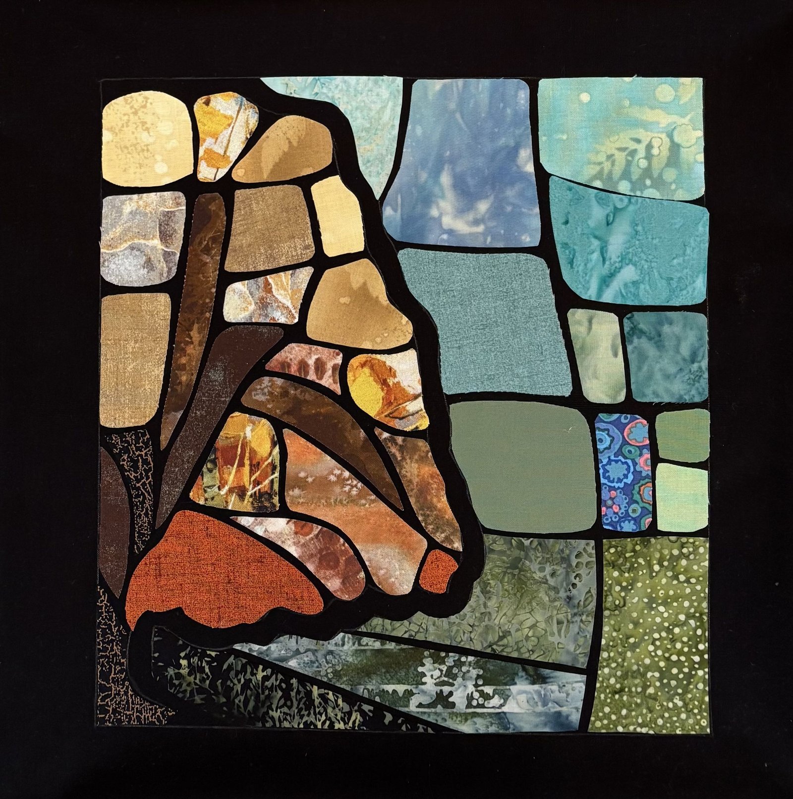Leadlight textile mosaic workshop artwork