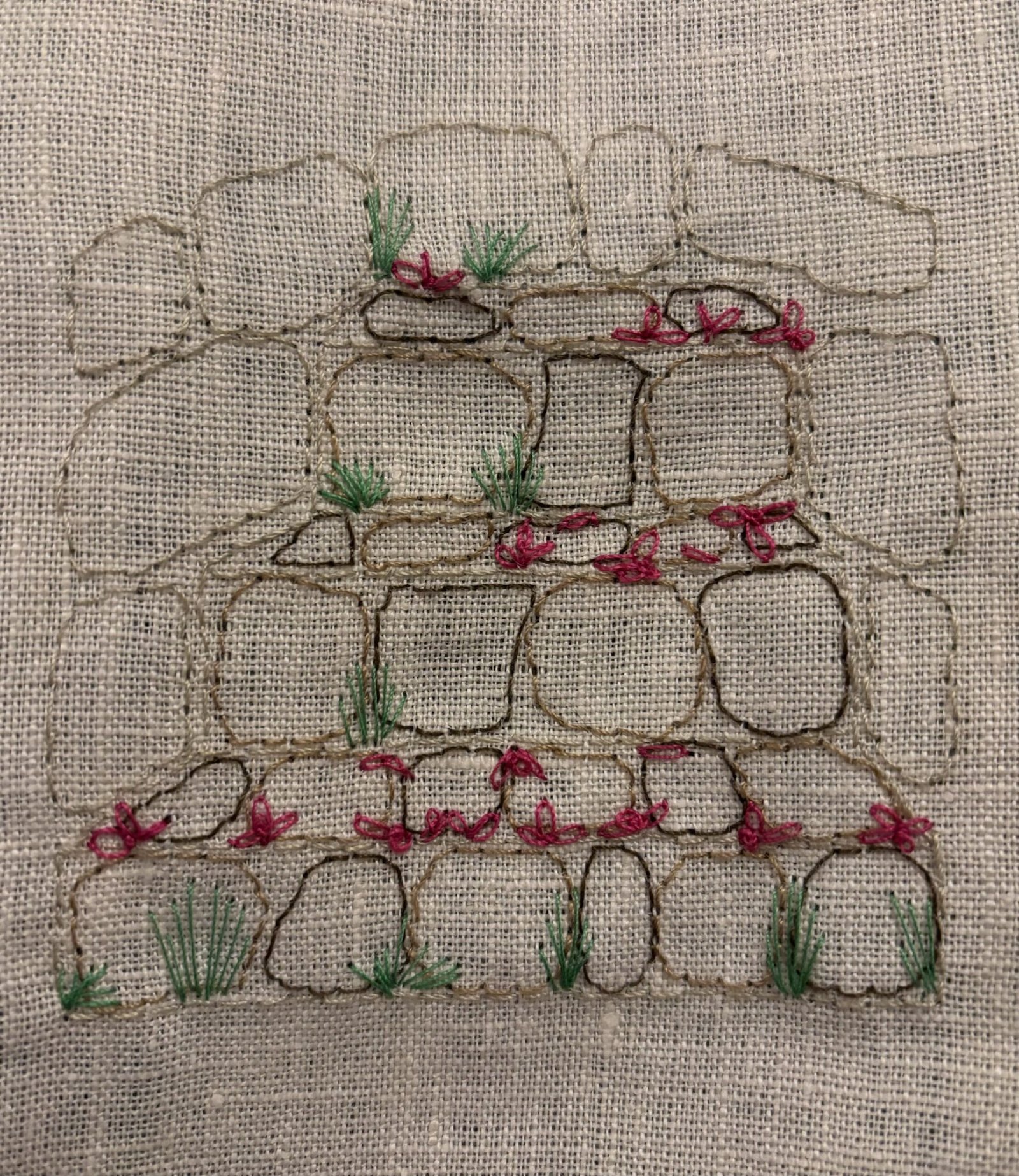 Slow stitch textile journal detail